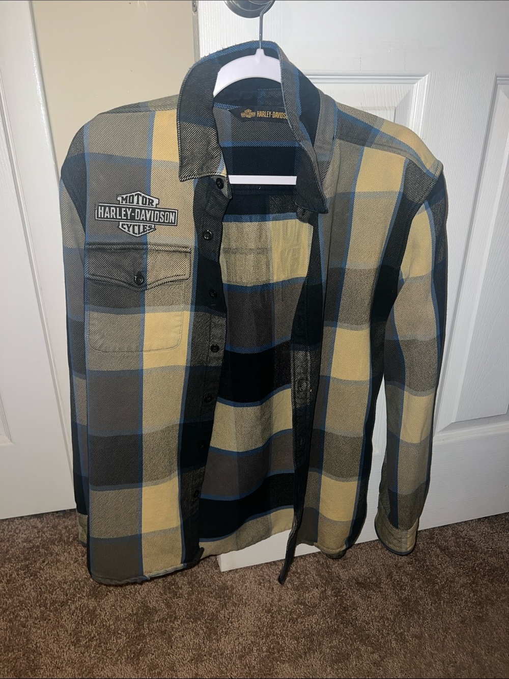Thick Harley-Davidson Yellow & Black Plaid Button-Up Shirt